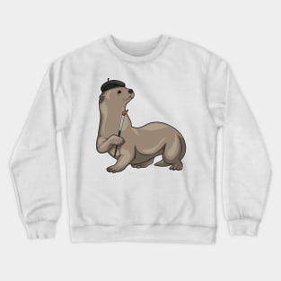 Otter Painting Paint brush Crewneck Sweatshirt